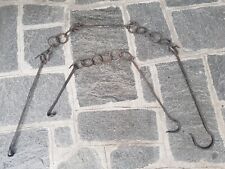 Coppia catene antiche dell'800 in ferro battuto per camino cm 114 + cm 210