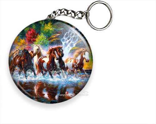 Wild american horses - wild, waterfall