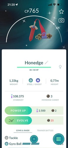 Shiny honedge t c - shiny, p