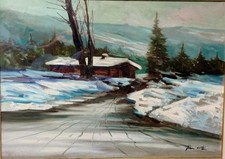 MONTAGNA NEVE BAITA - OLIO SU