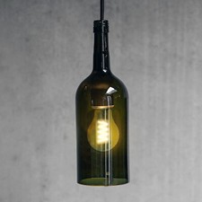 Lampada a sospensione in bottiglia di vino riciclato oliva 1,5l vintage lampadina led filamento