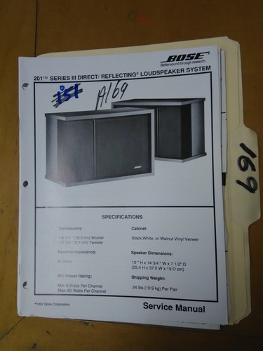 Bose 201 serie iii manuale - bose,
