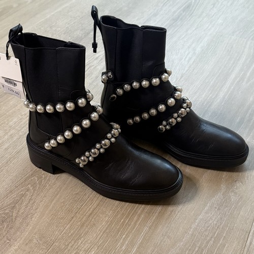 Zara stivaletti neri pelle - zara,