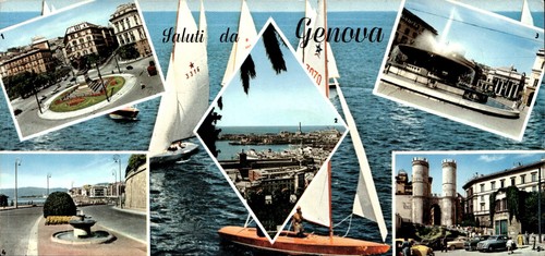 Cartolina genova con - con, autografi