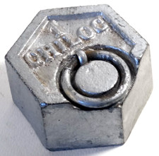 VECCHIO PESO PER BILANCIA-1 KG-ANTICO-PESO ESAGONALE-FERMACARTE-FERMAPORTE