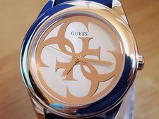 Orologio Analogico Uomo Donna Blu Silicone Oro Rosa Collezione Guess Firma Viso