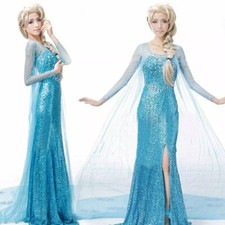 Costume Carnevale Donna Regina del Ghiaccio Elsa Frozen Disney Halloween Adulto