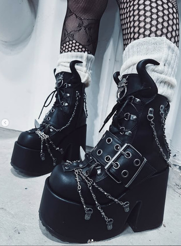 Black platform combat ankle - platform,