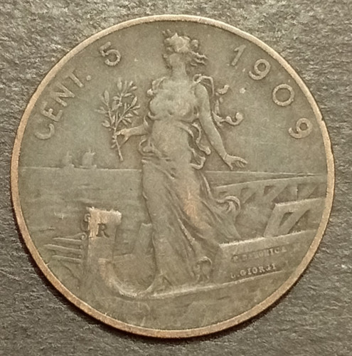 Centesimi lire prora 1909 bb - 5,