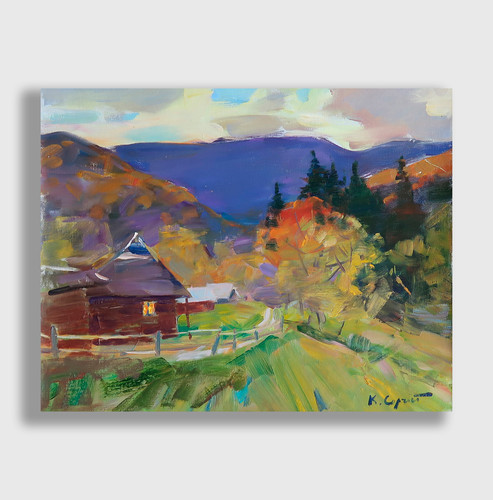 Dipinto olio studio rurale