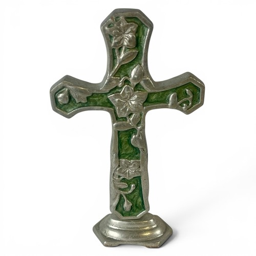Croce floreale vintage verde
