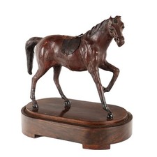 Scultura Cavallo in Legno e Cuoio - XIX Secolo Italia