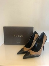 gucci scarpe donna 37 decollete con tacco nero marrone PERFETTE( come nuove)
