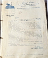 Lettera Commerciale Intestata Giuseppe Giunta rappresentante armatori Zino&Rossi