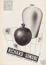 PUBBLICITA' 1938 RICHARD GINORI PORCELLANA CERAMICA VASI PIASTRELLE VERONESI