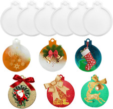 6 Stampi in Silicone per Resina Epossidica, Rotondi, per Decorazioni Natalizie, 