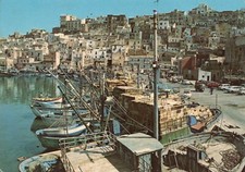 cartolina animata 1982 ITALIA AGRIGENTO SCIACCA PESCHERECCI PORTO ITALY POSTCARD