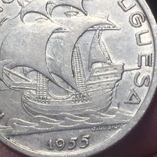 PORTOGALLO 10 ESCUDOS 1955 SILVER COIN ARGENTO MONETE DA COLLEZIONE