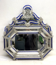 ANTICO SPECCHIO VENEZIANO PARETE VETRO Murano SPECCHIERA APPOGGIO OTTAGONALE 900