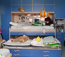 Cameretta a ponte usata, 2 letti (uno a scomparsa) + letto aggiuntivo singolo