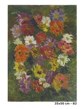 QUADRO FLOREALE DIPINTO AD OLIO SU TAVOLA FIRMATO BERT PITTORE PIEMONTESE B2