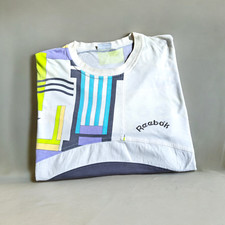 Reebok tennis tshirt multicolore vintage 90S atp scritta ricamata taglia L