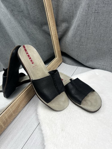 Prada sandali slide pelle nero - slide,