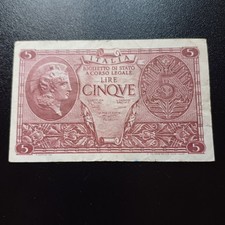 lotto banconote italiane 5 Lire Regno Del1944 E 5000 Repubblica  1985 Lotto A17