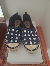 scarpe donna basse stile espadrillas in jeans con cristalli.N.37,veste mezzo37.5
