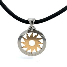 Collana Bulgari con ciondolo sole modello grande in oro giallo 18kt e acciaio