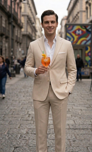 Abito uomo beige elegante - abito,
