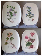 DEAM LAVENO MOMBELLO 4 PIATTI CERAMICA SEMI OVALI DECORATI CON FIORI ANNI '70