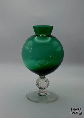 Vaso vetro artistico verde - vaso,