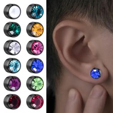 Orecchini A Bottone Rotondi In Acciaio Inossidabile Con Cz Per Uomo E Donna ☆