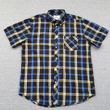 Brutus camicia manica corta uomo blu giallo check mod casual anni 60 retrò XL