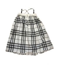 BURBERRY Vestito abito bambina bianco grigio quadri tartan Tg 14 Anni Cotone