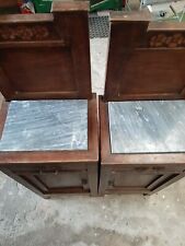 Comodini Antichi Alti In Ciliegio dei primi Del '900 Con Piano In Marmo Set Da 2