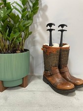 Stivali moto in pelle marrone