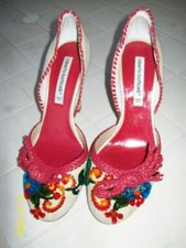 ROBERTO BOTTICELLI scarpe donna beige e bordi rossi n. 40 con fiori