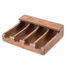 SCATOLA IN LEGNO "PALU" | 36 cm, Teak/Mogano | Portaposate, Organizer Cucina in Legno