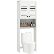 HOMCOM Mobile Sopra WC con Armadietto a 2 Ante e Ripiano Aperto in Legno Bianco