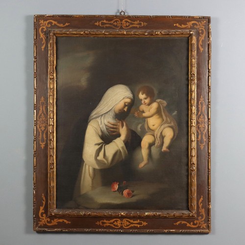 Dipinto antico santa - santa, rosa