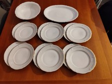 SERVIZIO 12 PIATTI DA FRUTTA DOLCE PORCELLANA Con Zuppiera Piatto Ovale Vintage