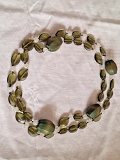 anni ’80 Vintage Collana in Vetro e Legno - verde