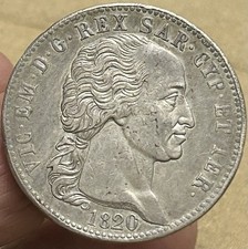 VITTORIO EMANUELE I 5 LIRE 1820 TORINO  Rara