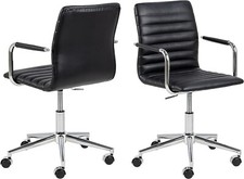 Movian Sedia da scrivania, schienale basso con braccioli, similpelle nero PU