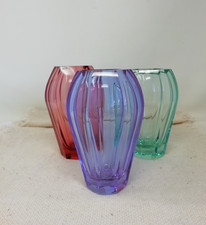Vasi Cristallo Diva Moser Viola Rosa Acquamarina Crystal Vases Facet Cut Signed