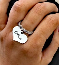 ANELLO VERETTA ETERNITY DONNA CUORE PENDENTE PERSONALIZZABILE NOME ARGENTO 925