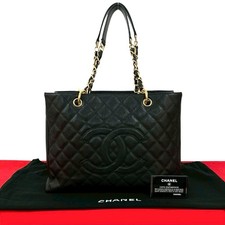 Borsa tote CHANEL COCO Mark pelle di caviale opaca nera 16531