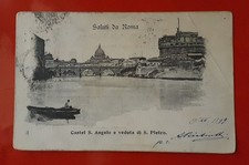 CARTOLINA VIAGGIATA 1899 CASTEL S. ANGELO E VEDUTA S. PIETRO ROMA [CA158]